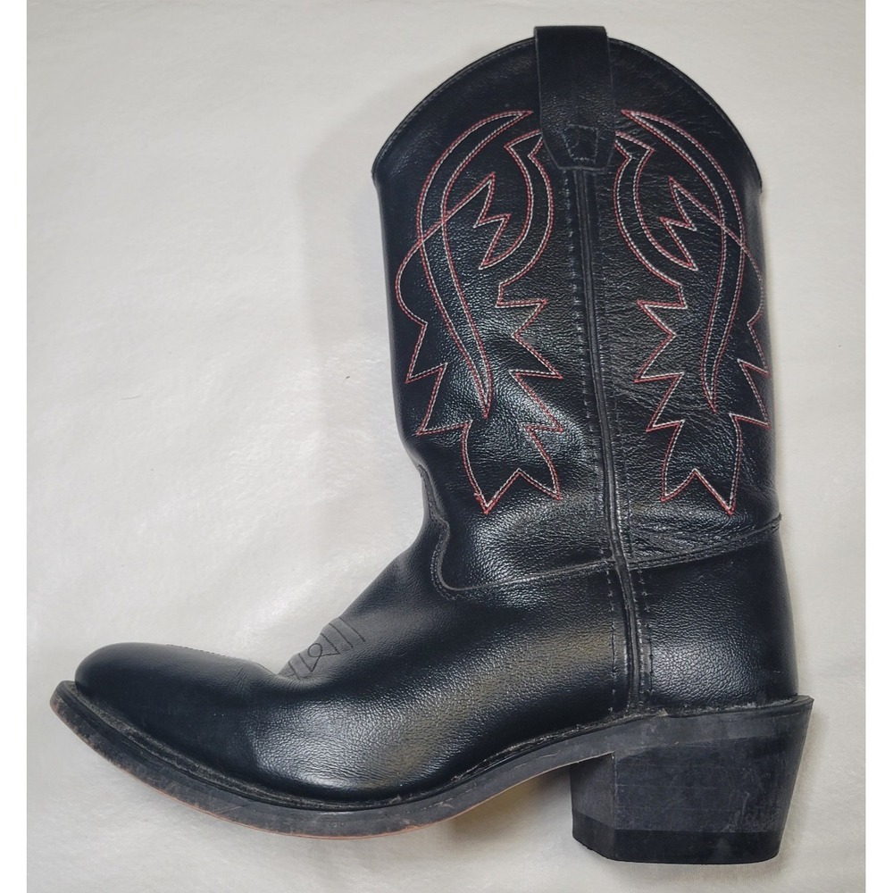 Cody James Black Leather Boots Western Roper Cowboy Point Toe Size 4D